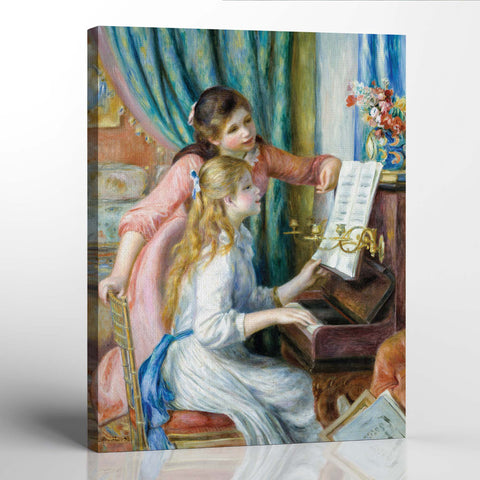 Cute Wall Art, Renior Canvas Wall Art, Posters for Young Girls, Young Girls at the Piano by Renoir, Ready To Hang for Living Room Home Wall Decor, C2409