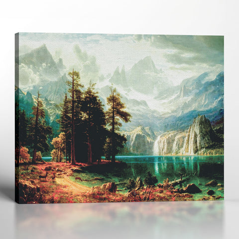 Famous Paintings, Albert Bierstadt Paintings Sierra Nevada in California Canvas Print, Fine Art, Fine Art Oil Paintings, Ready To Hang for Living Room Home Wall Decor, C2410