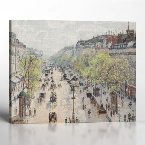 Fine Art Prints Boulevard Montmartre Spring by Camille Pissaro Canvas Print, Fine Art Oil Paintings, Famous Paintings, Ready To Hang for Living Room Home Wall Decor, C2411