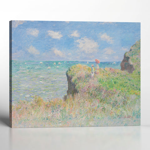 Monet Wall Art, Impressionist Wall Art, Cliff Walk At Purville Canvas Print, Fine Art Prints, Famous Paintings, Living Room Wall Art, Ready To Hang for Living Room Home Wall Decor, C2413