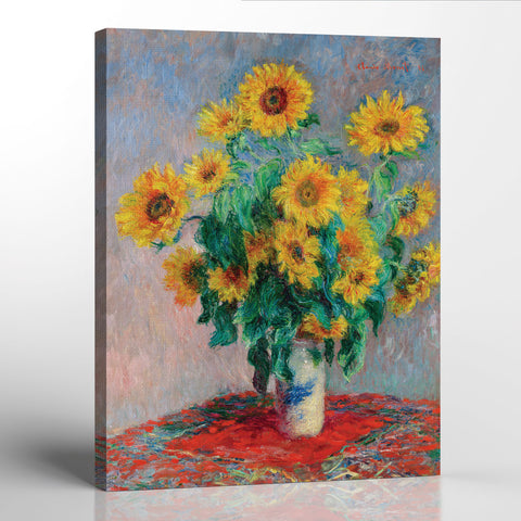 Bouquet of Sunflowers Canvas Print, Sunflower Wall Art, Monet Canvas Wall Art, Sunflower Canvas Wall Art, Sunflower Painting,Ready To Hang for Living Room Home Wall Decor, C2415