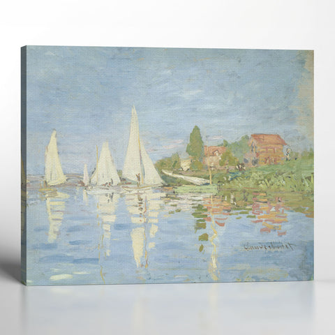 Famous Paintings Wall Art, Famous Art Prints, Monet Canvas Wall Art, Regattas at Argenteuil Canvas Print, Ready To Hang for Living Room Home Wall Decor, C2416