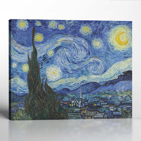 Starry Night Canvas Print, Van Gogh Wall Art, Starry Night Canvas Wall Art, Vincent Van Gogh Wall Art, Ready To Hang for Living Room Home Wall Art, C2436