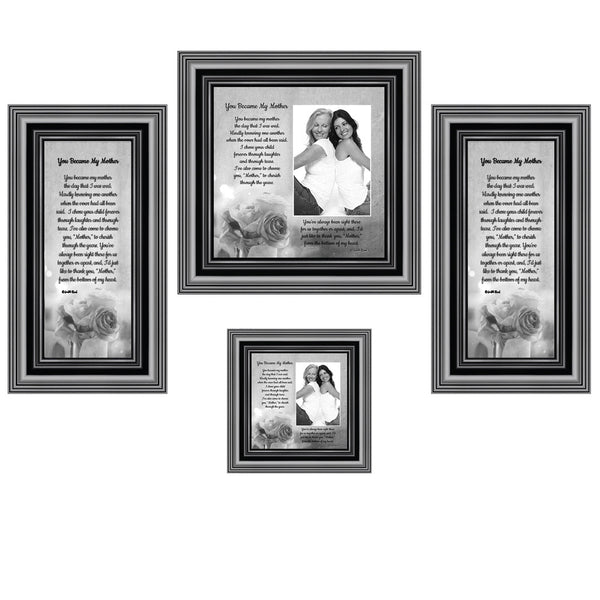 Picture Frame Set, 4 Piece Customizable Gallery Multi pack, 1-8x8, 1-4x4, 2-4x10, for Tabletop or Wall Display