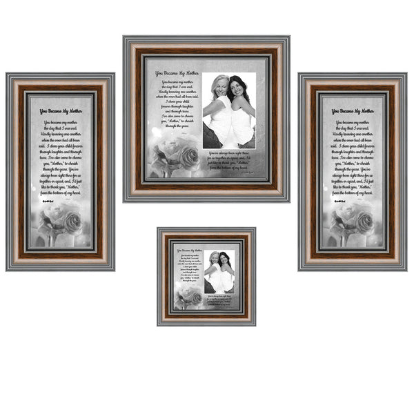 Picture Frame Set, 4 Piece Customizable Gallery Multi pack, 1-8x8, 1-4x4, 2-4x10, for Tabletop or Wall Display