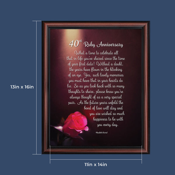 40th Anniversary Gifts for Parents, Ruby 40th Anniversary Decorations for Party, 40th Anniversary Frame, Ruby Gifts, 40 Year Anniversary Gift for Wife, Ruby Wedding Anniversary Picture Frames, 6307