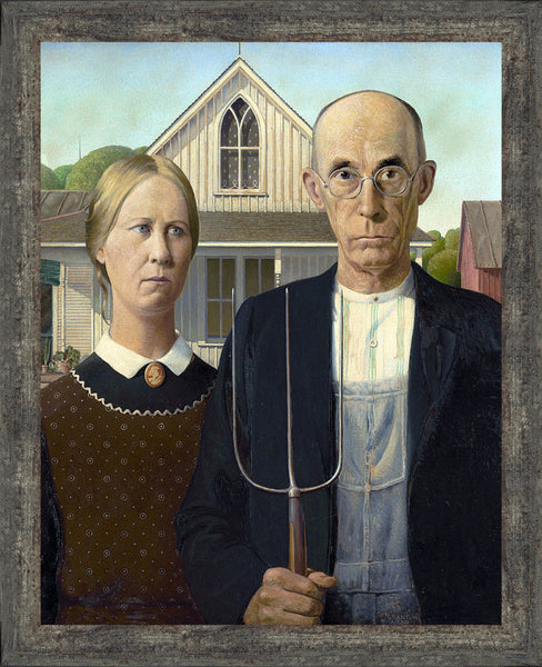 American Gothic by Grant Wood. World Famous Wall Art Collection, Framed American Gothic Print for Your Living Room or Den, 11x14, 2461