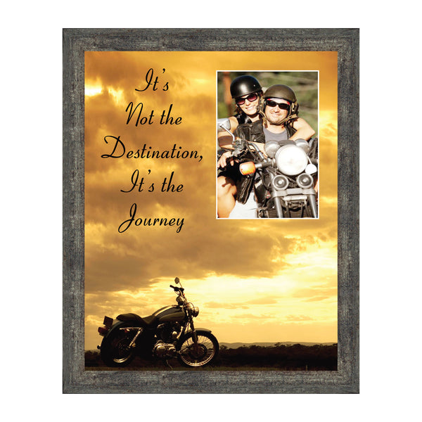 Classic Motorcycle "It's Not the Destination, It's the Journey" Sunset with Personalized Picture Frame,  5016