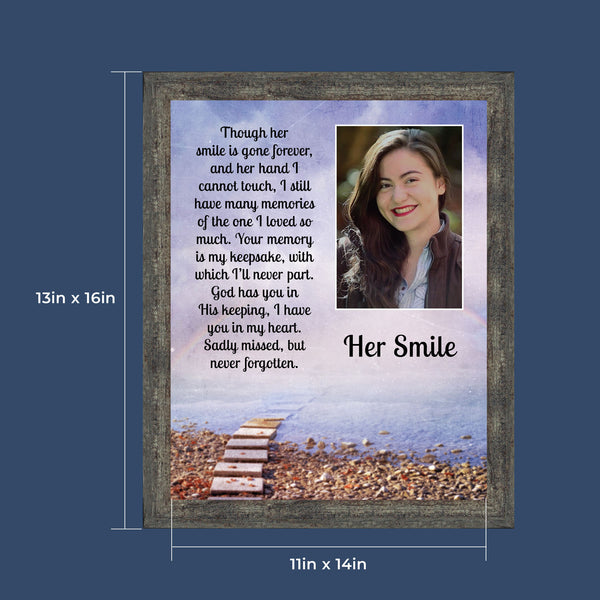 Sympathy Gifts for Loss of Mother, Condolence Gift, In Loving Memory Memorial Gifts for Loss of Wife, Mom, Grandma or Sister, Bereavement Gifts to Remember Her Smile, Memorial Picture Frame, 5030