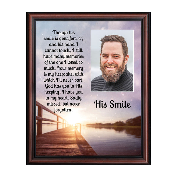 Sympathy Gifts for Loss of Husband, Memorial Gift, His Smile In Memory of Loved One, Picture Frames for Sympathy Gift Baskets, Bereavement Gifts for Loss of Father, Loss of Son Condolence Gift , 5031