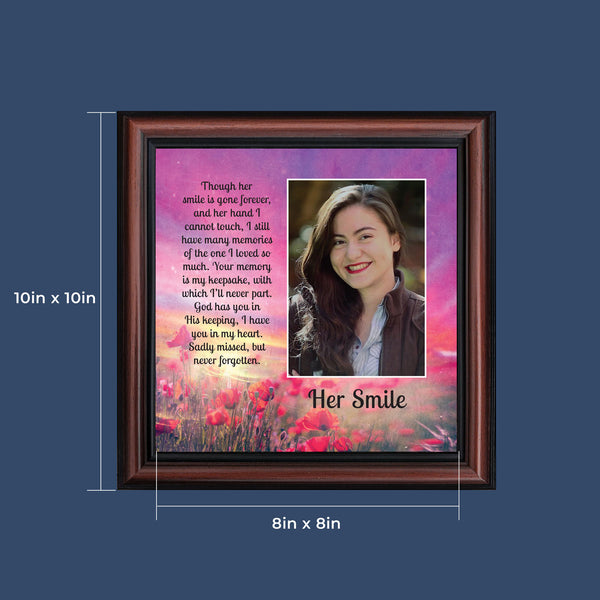 Sympathy Gifts for Loss of Mother, Condolence Gift, In Loving Memory Memorial Gifts for Loss of Wife, Mom, Grandma or Sister, Bereavement Gifts to Remember Her Smile, Memorial Picture Frame, 6354