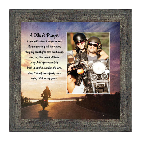 A Biker's Prayer, Gift for Motorcycle Riders, Inspirational Bike Picture Frame, 8x8, 6439