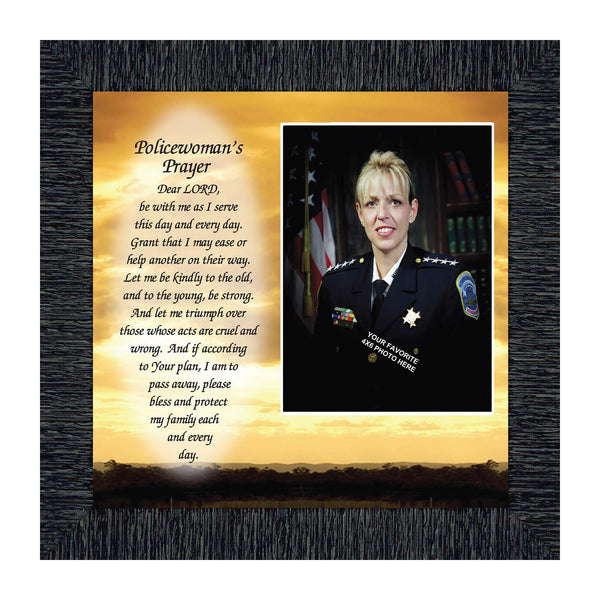 Policewoman's Prayer, Police Officer Gifts for Women, Police Woman Framed Poem, 10x10 6596