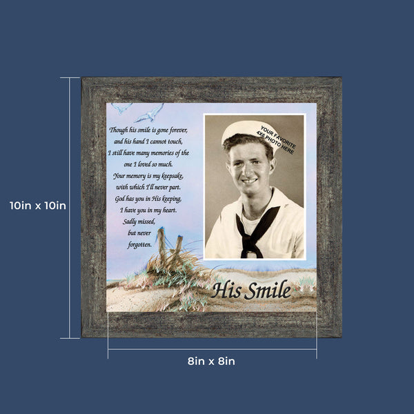 Sympathy Gifts for Loss of Husband, Memorial Gift, His Smile In Memory of Loved One, Picture Frames for Sympathy Gift Baskets, Bereavement Gifts for Loss of Father, Loss of Son Condolence Gift, 6753