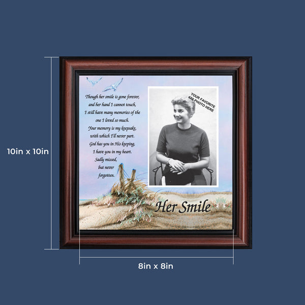 Sympathy Gifts for Loss of Mother, Condolence Gift, In Loving Memory Memorial Gifts for Loss of Wife, Mom, Grandma or Sister, Bereavement Gifts to Remember Her Smile, Memorial Picture Frame, 6756