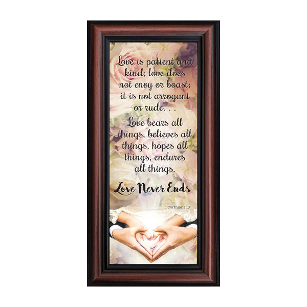 Love Wall Decor for Couples, Christian Wall Decor for Wedding Gifts, Love Never Fails Wall Decor, 1 Corinthians 13 Wall Art, Love is Patient Love is Kind Wall Art, Love Quotes Framed Wall, 6360