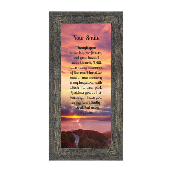Sympathy Gift Picture Frames In Memory of Loved One, Memorial Gifts to Add to Your Sympathy Gift Baskets or Condolence Card, Loss of Father Gift, Bereavement Gifts, "Your Smile" Framed Poem, 6351