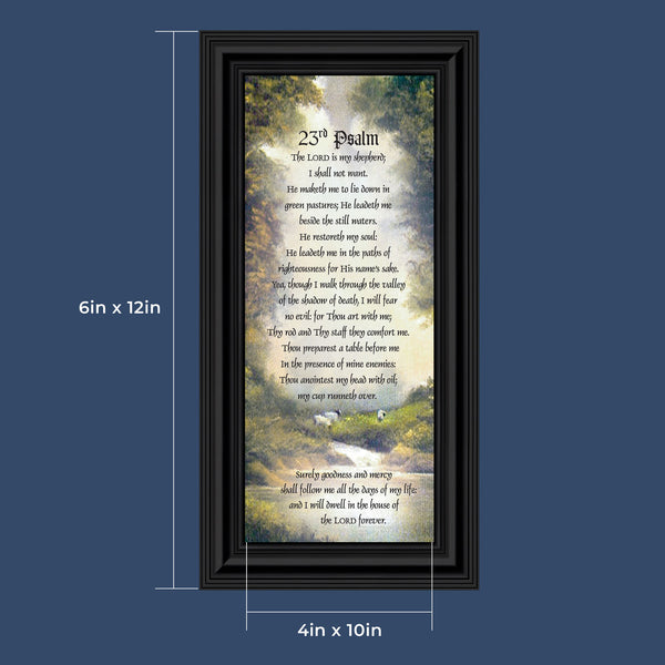 Psalm 23 Christian Wall Art, The Lord is My Shepherd Bible Verses Wall Decor, Christian Decorations for Home, Framed Christian Plaque with Comforting and Encouraging and Words, 7731