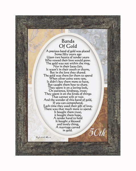 Bands of Gold,  50th Golden Wedding Anniversary Gift Picture Frame, 7x9 77979