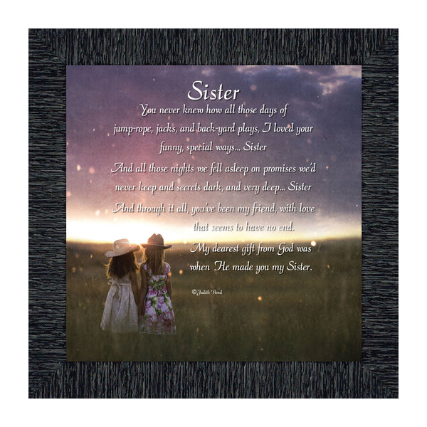 Sister, For My Sister, Special Gift for Sister from Sibling, Framed Poem, 10x10 6328