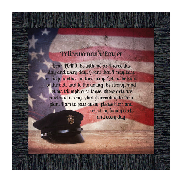 Policewoman's Prayer, Police Officer Gifts for Women, Police Woman Framed Poem, 10x10 8655