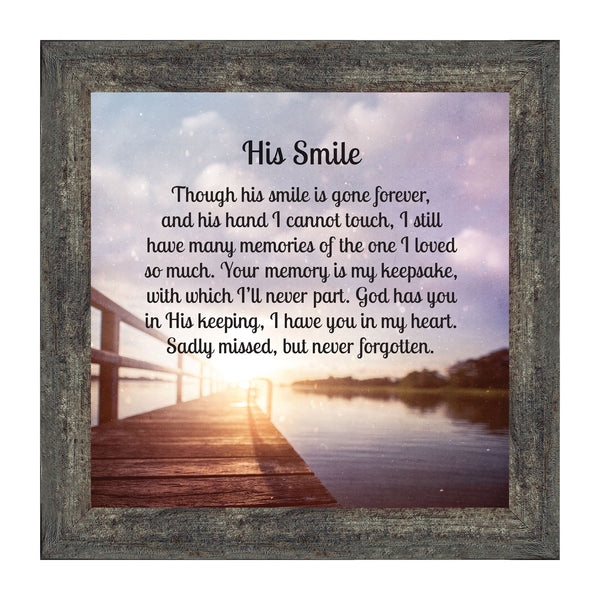 Sympathy Gifts for Loss of Husband, Memorial Gift, His Smile In Memory of Loved One, Picture Frames for Sympathy Gift Baskets, Bereavement Gifts for Loss of Father, Loss of Son Condolence Gift, 8663