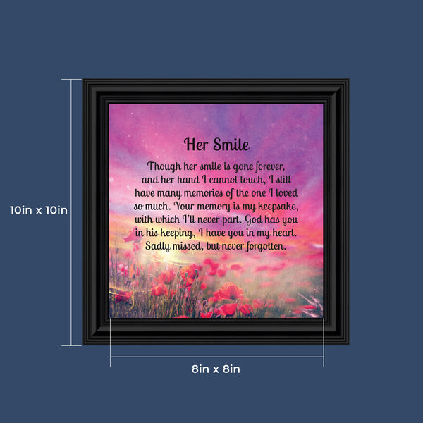Sympathy Gifts for Loss of Mother, Condolence Gift, In Loving Memory Memorial Gifts for loss of Wife, Mom, Grandma or Sister, Bereavement Gifts to Remember Her Smile, Memorial Picture Frame, 8667