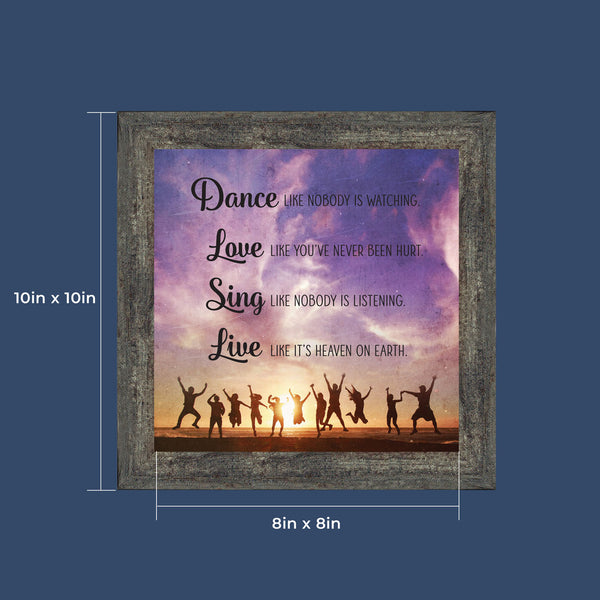Dance Like Nobody is Watching, Mark Twain Motivational Wall Art, Inspiring Picture Frame, 10x10, 6431