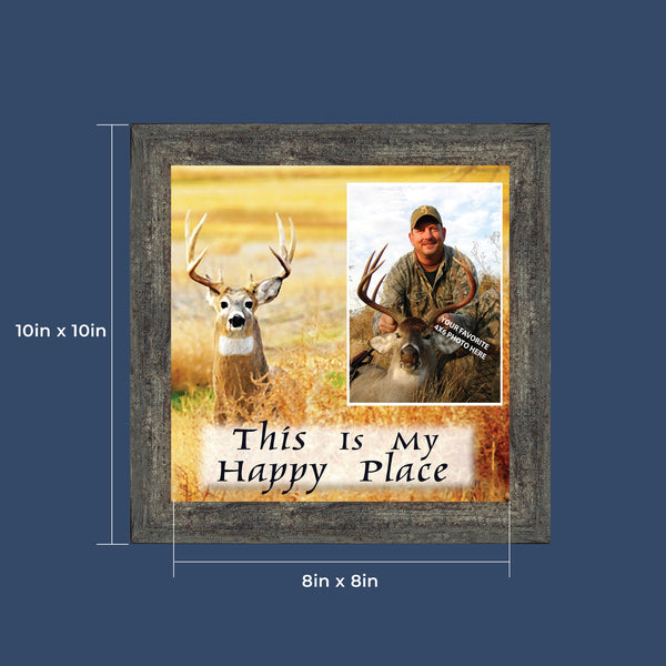 A Deer Hunters Happy Place, Framed Hunting Picture, 8x8, 9727
