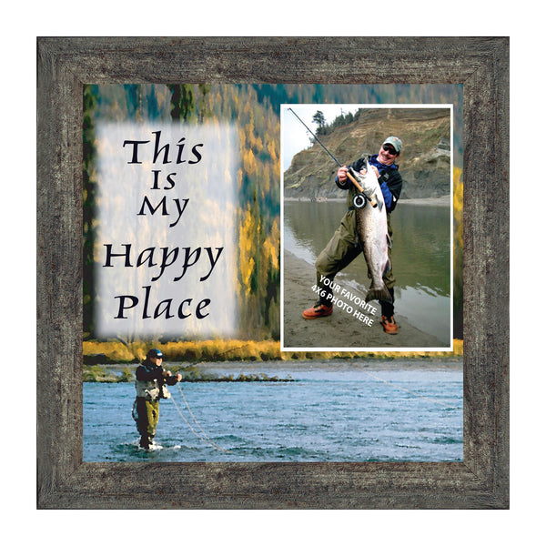 Fly Fishermen Happy Place, Fishing Gifts,  Beach, Boating or Fishing Decor, 10X10 9729