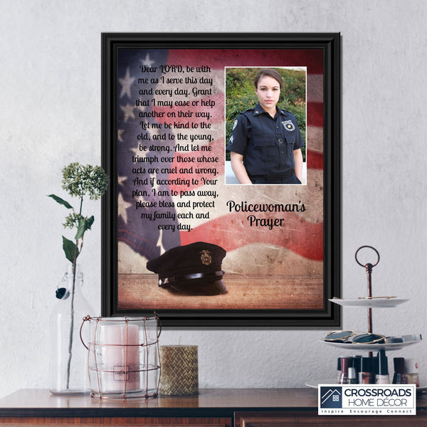 Policewoman’s Prayer, Personalized Gifts for Women Police Women, Gifts for Cops, 10X10 6359
