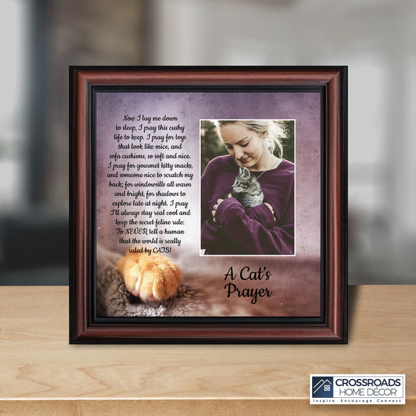 A Cat's Prayer, Kitty Lover Gift, Cat Paw Prints Picture Frame, 8x8, 6414