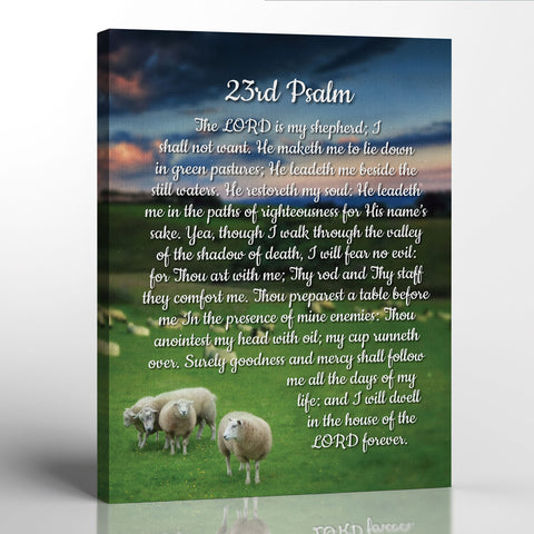 Psalms 23 Wall Art Canvas Frame, The Lord Is My Shepherd Wall Art, Ready To Hang for Living Room Home Wall Decor, C2110