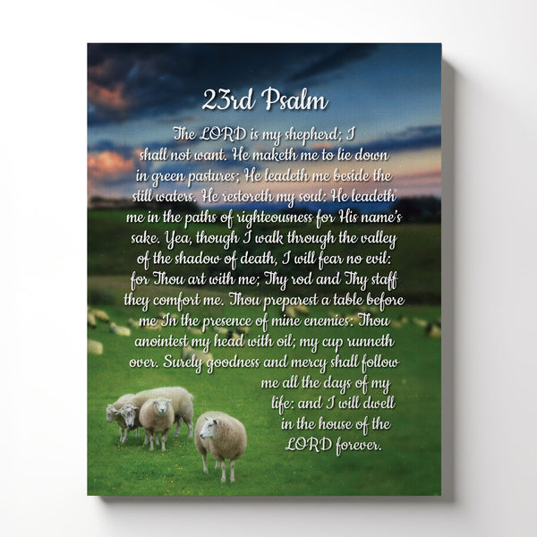 Psalms 23 Wall Art Canvas Frame, The Lord Is My Shepherd Wall Art, Ready To Hang for Living Room Home Wall Decor, C2110