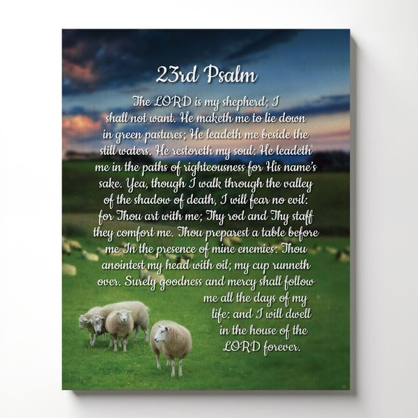 Psalms 23 Wall Art Canvas Frame, The Lord Is My Shepherd Wall Art, Ready To Hang for Living Room Home Wall Decor, C2110