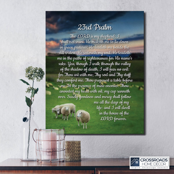 Psalms 23 Wall Art Canvas Frame, The Lord Is My Shepherd Wall Art, Ready To Hang for Living Room Home Wall Decor, C2110