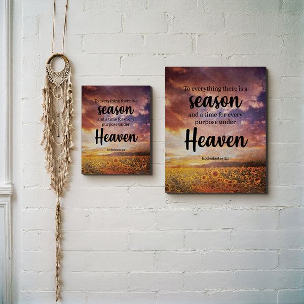 To Every Thing There is a Season Ecclesiastes 3:1 Canvas Print, Sunflower Canvas Wall Art, Field of Sunflowers, Living Room Decor, Ready To Hang for Living Room Home Wall Decor, C2122