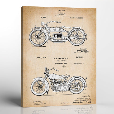 Vintage Harley Davidson Patent Canvas Frame, Harley Davidson Decor, Harley Davidson Gifts for Women, Motorcycle Wall Art, Motorcycle Art, Ready To Hang for Living Room Home Wall Decor, C2136