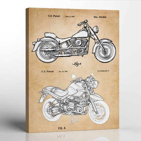Vintage Harley Davidson Motorcycle Patent Canvas Frame, Harley Davidson Gifts for Women, Motorcycle Art, Motorcycle Picture Frame, Harley Davidson Gifts, Ready To Hang for Home Wall Decor, C2138