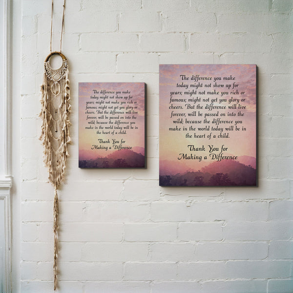 The Difference You Make Canvas Frame, Special Ed Teacher Gifts, Difference Maker, You Make a Difference Gifts, Ready To Hang for Living Room Home Wall Decor, C2180