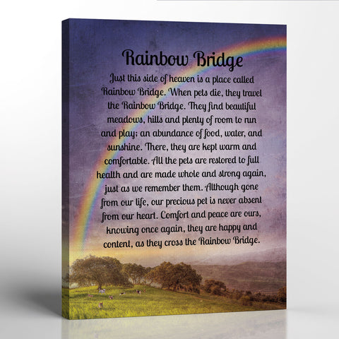 Rainbow Bridge Canvas Print, Dog Memorial, Pet Memorial Frame, Dog Bereavement Gifts, Dog Passing Away Gifts, Ready To Hang for Living Room Home Wall Art, C2185