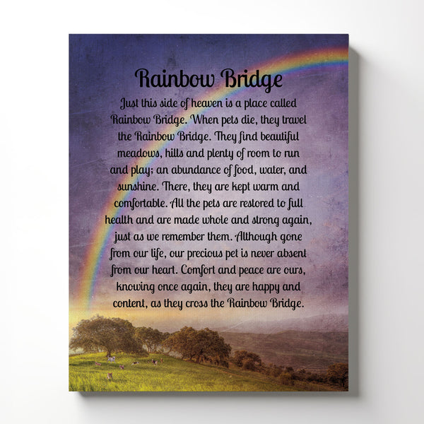 Rainbow Bridge Canvas Print, Dog Memorial, Pet Memorial Frame, Dog Bereavement Gifts, Dog Passing Away Gifts, Ready To Hang for Living Room Home Wall Art, C2185