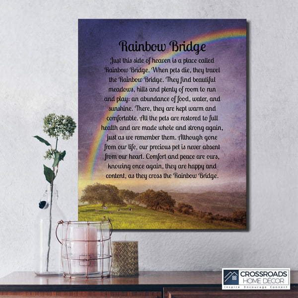 Rainbow Bridge Canvas Print, Dog Memorial, Pet Memorial Frame, Dog Bereavement Gifts, Dog Passing Away Gifts, Ready To Hang for Living Room Home Wall Art, C2185