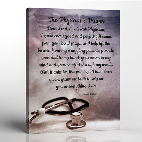 Doctor Gifts, Gift for Doctor, Doctor Gifts for Men, Doctor Gifts for Women, New Doctor Gift, Doctor’s Prayer Canvas Print, Ready To Hang for Living Room Home Wall Decor, C2186