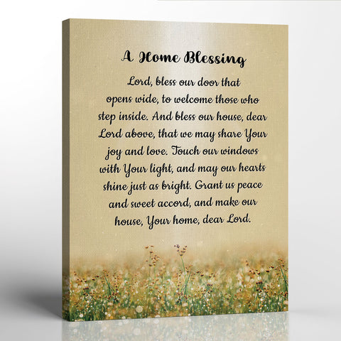 Housewarming Gifts New Home, House warming Gifts, Bless This Home Wall Decor, Foyer Decor For Entryway, Home Blessing Canvas Print, Ready To Hang for Living Room Home Wall Decor, C2195