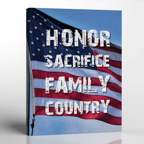 Military Gifts For Men, Army Wall Decor, Patriotic Wall Décor, Hornor Sacrifice Family Canvas Print, Ready To Hang for Living Room Home Wall Decor, C2200