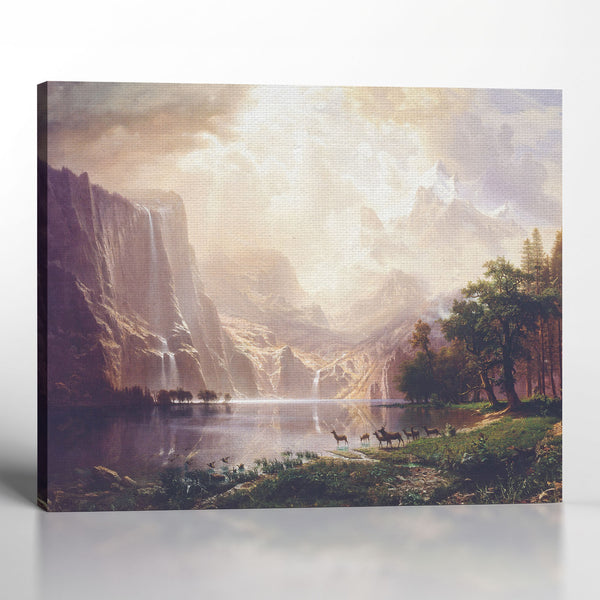 Mountain Art Wall Decor, Wall Art Mountains, Albert Bierstadt Paintings Among Sierra Nevada, Mountain Wall Art, Ready To Hang for Living Room Home Wall Decor, C2400