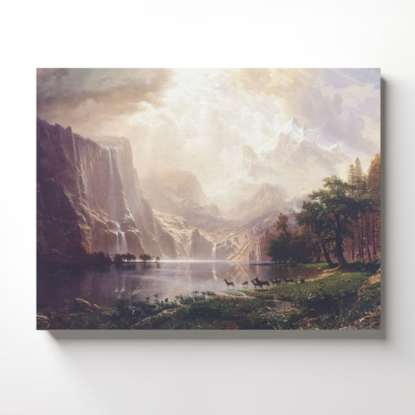 Mountain Art Wall Decor, Wall Art Mountains, Albert Bierstadt Paintings Among Sierra Nevada, Mountain Wall Art, Ready To Hang for Living Room Home Wall Decor, C2400