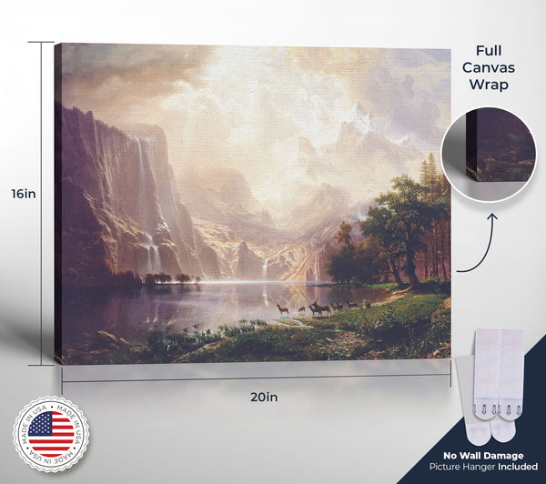 Mountain Art Wall Decor, Wall Art Mountains, Albert Bierstadt Paintings Among Sierra Nevada, Mountain Wall Art, Ready To Hang for Living Room Home Wall Decor, C2400