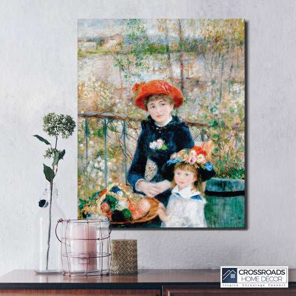 Girls Room Wall Decor, Canvas Wall Art For Bedroom, Girls Wall Art, Two Sisters on the Terrace by Auguste Renoir, Ready To Hang for Living Room Home Wall Decor, C2401